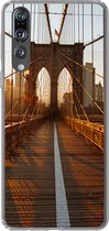 Geschikt voor Huawei P20 Pro hoesje - Brooklyn Bridge in New York tijdens zonsondergang - Siliconen Telefoonhoesje