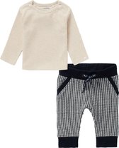 Noppies - Kledingset - 2delig - broek blauw gestreept - shirt oatmeal - Maat 62