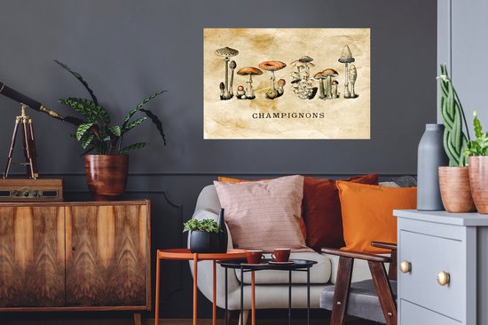 Stickers muraux - Champignon - Automne - Vintage - 90x60 cm - Feuille adhésive