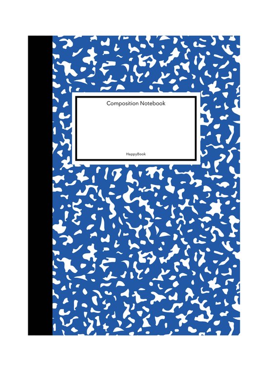 HappyBook - Classic Notebook - Marmer - Marble - Notitieboek - Journal - Klassiek - Blauw - Softcover - Composition - Gelijnd - Werk - Studie - School - Dagboek - Elastiek - Boekenlegger - Cadeau - Relatiegeschenk - Zakelijke uitstraling - Business