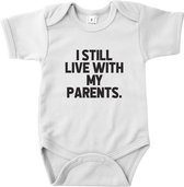 Rompertjes baby met tekst - I still live with my parents - Romper wit - Maat 50/56