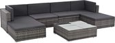 vidaXL 7-delige Loungeset met kussens poly rattan grijs