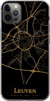 Geschikt voor iPhone 12 Pro Max hoesje - Leuven - Kaart - Goud - Siliconen Telefoonhoesje