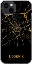 Geschikt voor iPhone 13 mini hoesje - Doornik - Kaart - Goud - Siliconen Telefoonhoesje