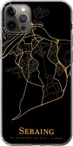 Geschikt voor iPhone 12 Pro Max hoesje - Seraing - Kaart - Goud - Siliconen Telefoonhoesje