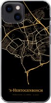 Geschikt voor iPhone 13 hoesje - 's-Hertogenbosch - Kaart - Goud - Siliconen Telefoonhoesje