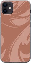 Geschikt voor iPhone 12 mini hoesje - Marmer print - Bruin - Chocola - Siliconen Telefoonhoesje