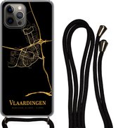 Telefoonkoord - Telefoonketting - Telefoonhoesje Geschikt voor iPhone 13 Pro - Vlaardingen - Kaart - Goud - Siliconen - Crossbody - Telefoonhoesje met koord Telefoonhoesje