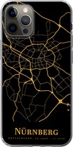 Geschikt voor iPhone 12 Pro hoesje - Nürnberg - Kaart - Goud - Siliconen Telefoonhoesje