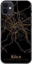 Geschikt voor iPhone 12 mini hoesje - Köln - Kaart - Goud - Siliconen Telefoonhoesje
