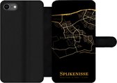 Bookcase Geschikt voor iPhone SE 2020 telefoonhoesje - Spijkenisse - Kaart - Goud - Met vakjes - Wallet case met magneetsluiting