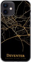 Geschikt voor iPhone 12 hoesje - Deventer - Kaart - Goud - Siliconen Telefoonhoesje