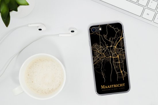 Coque iPhone 8 - Maastricht - Carte - Or - Zwart - Coque de téléphone en Siliconen