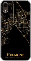 Geschikt voor iPhone XR hoesje - Helmond - Kaart - Black and gold - Siliconen Telefoonhoesje