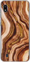 Geschikt voor Samsung Galaxy A10 hoesje - Marmer print - Gouden - Lijn - Siliconen Telefoonhoesje