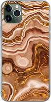 Geschikt voor iPhone 11 Pro Max hoesje - Marmer print - Gouden - Patronen - Siliconen Telefoonhoesje
