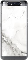 Geschikt voor Samsung Galaxy A80 hoesje - Marmer print - Wit - Patronen - Siliconen Telefoonhoesje