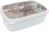 Broodtrommel Wit - Lunchbox - Brooddoos - Rood - Graniet - Keien - 18x12x6 cm - Volwassenen