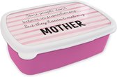 Broodtrommel Roze - Lunchbox - Brooddoos - Mama - Superheld - Voor haar - Spreuken - 18x12x6 cm - Kinderen - Meisje