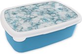 Broodtrommel Blauw - Lunchbox - Brooddoos - Marmer - Blauw - Lijn - 18x12x6 cm - Kinderen - Jongen