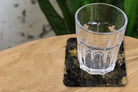 Sous- Sous-verres pour verres - Impression marbrée - Or - Zwart - 10x10 cm - Sous-verres - 6 pièces