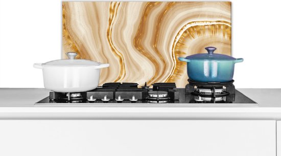 Spatscherm keuken 70x30 cm - Kookplaat achterwand Marmer - Goud - Patronen - Muurbeschermer - Spatwand fornuis - Hoogwaardig aluminium
