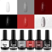 Ynch Gellac® - Classic Essentials - Gellak - 6-delige set 15ml - UV/LED - Gel Nagellak - Gellak set - Pink Gellac - Gellak Starterspakket - Zwarte Gellak - Witte Gellak - Rode Gell