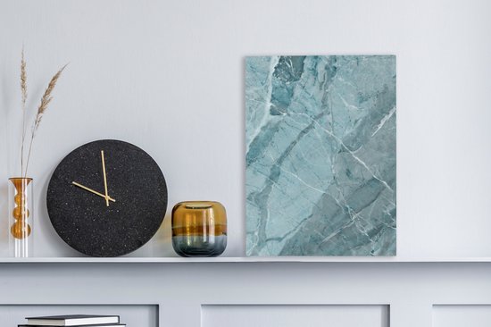 Tableau sur toile Blauw - Cristaux - Wit - Granit - 30x40 cm - Décoration murale