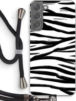 Case Company® - Samsung Galaxy S22 Plus hoesje met Koord - Zebra pattern - Telefoonhoesje met Zwart Koord - Bescherming aan alle Kanten en Over de Schermrand