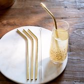 Rivièra Maison Happy Straws Metal soft gold - 4pcs - Drinkrietjes - goud - Metaal