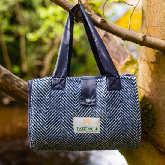 Picknickkleed Leisure Visgraat Blauw - Fleece - Waterdicht - 137x137cm - Tweedmill