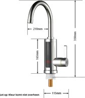 FLY-Elektrisch Verwarmde Keukenkraan-Ingebouwde Warmte Boiler 220V-3000W Met Digitale Display-Buigbaar