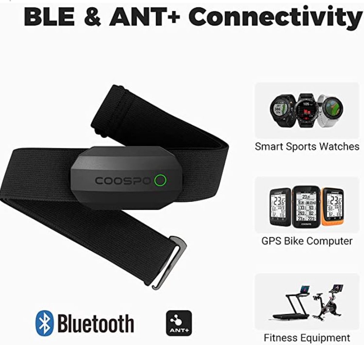POLAR Capteur de fréquence cardiaque WearLink H9 Bluetooth Smart, taille  XS-S