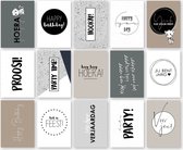 MOODZ design - Set kaarten 'Feest en verjaardag' | A6 formaat | 15 stuks | wenskaart | ansichtkaart | postkaart
