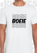 BOEIE heren t-shirt - Wit - Maat L - Korte mouwen - Ronde hals - Quotes - Kwoots - Lekker belangrijk - Wat kan mij het schelen