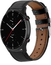 Leer Smartwatch bandje - Geschikt voor Strap-it Amazfit GTR 2 leren band - strak-zwart - GTR 2 - 22mm - Strap-it Horlogeband / Polsband / Armband