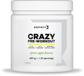 Body & Fit Crazy Pre-Workout - Perfect pour les sports de force et les culturistes - 407 grammes (37 doses) - Apple verte
