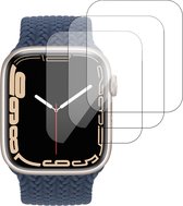 Screenprotector geschikt voor Apple Watch Series 7 45mm - Full Screen Protector - Gehard Glas - 3 Stuks