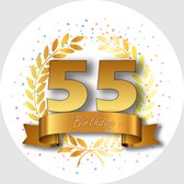 24x Verjaardag ronde stickers 55 jaar - Happy Birthday Feest Stickervellen Kinderen Volwassenen Cadeau Sticker