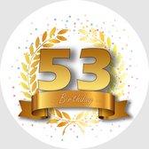 24x Verjaardag ronde stickers 53 jaar - Happy Birthday Feest Stickervellen Kinderen Volwassenen Cadeau Sticker