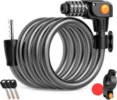 Fietsslot - Kabel Fietsslot - Mountainbike Fietsslot - Anti-Diefstal Slot - Veiligheid - Geschikt Voor Elke Fiets - Metaal - Zwart - 120 cm