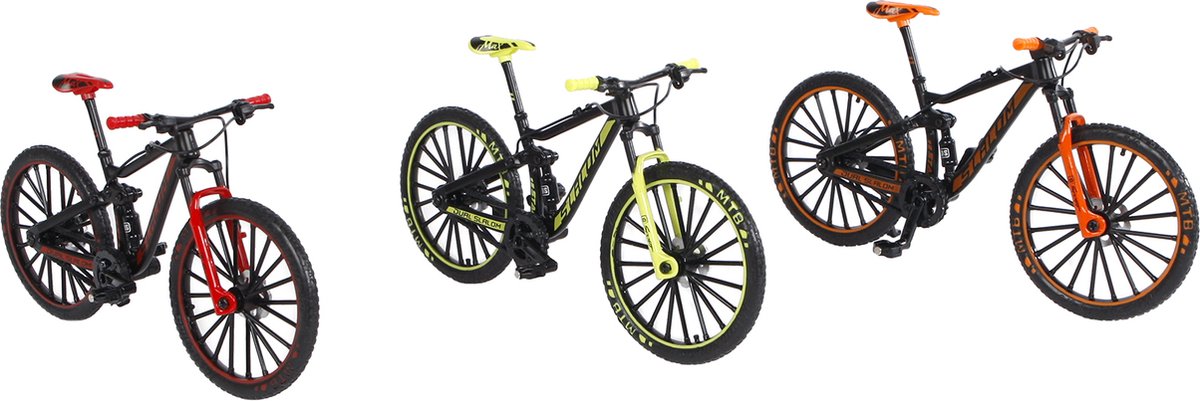 1 Mountainbike in drie verschillende kleuren 17,6cm per stuk