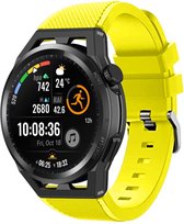 Siliconen Smartwatch bandje - Geschikt voor Strap-it Huawei Watch GT Runner siliconen bandje - geel - GT Runner - 22mm - Strap-it Horlogeband / Polsband / Armband
