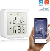 Thermometer - Tuya WIFI - Temperatuur-vochtigheidssensor - Draadloos - Digitale temperatuur-vochtigheidsmeter - Binnenthermometer - Hygrometer - Werkt met Alexa