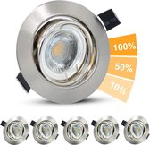 Cindaim Allesgute Set van 6 LED-inbouwspots - 230 V - zwenkbaar - dimbaar - ultra vlak - 6 W - 500 lm - neutraal wit - LED-inbouwlampen voor slaapkamer - keuken - woonkamer