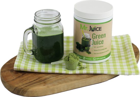 Mr.Juice - Green Juice Superfood Poeder - 300 gram (30 porties) - Biologisch / Vegan - Tarwegras - Probiotica - Spirulina - Chlorella - Mr.Juice