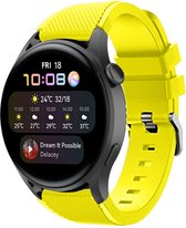Siliconen Smartwatch bandje - Geschikt voor  Huawei Watch 3 - Pro siliconen bandje - geel - Strap-it Horlogeband / Polsband / Armband