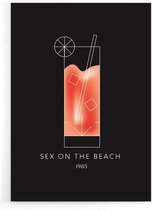 Walljar - Sex On The Beach Cocktail - Muurdecoratie - Poster