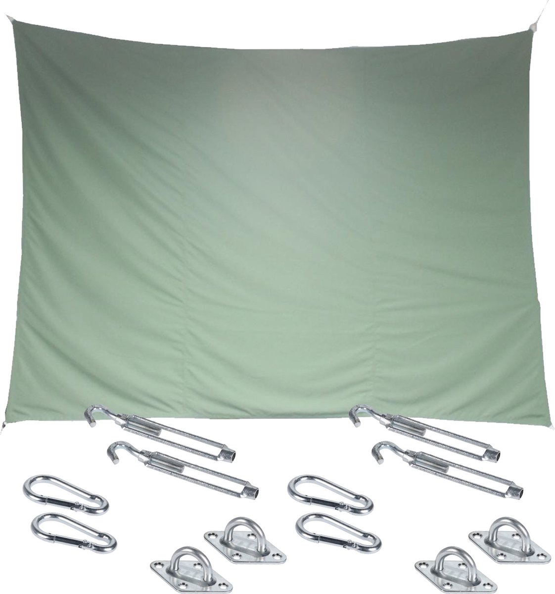 Premium kwaliteit schaduwdoek/zonnescherm Shae rechthoekig groen 3 x 4 meter - inclusief bevestiging haken set