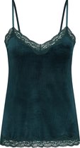 Hunkemöller Dames Nachtmode Cami Velours Lace  - Blauw - maat L